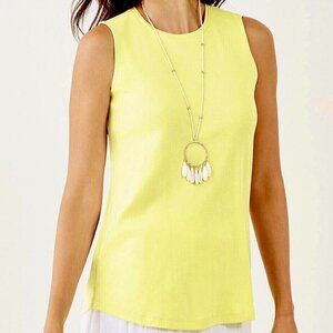 J. Jill Women Yellow Pima Cotton Shirttail Sleeveless Summer Tank Top Size Small